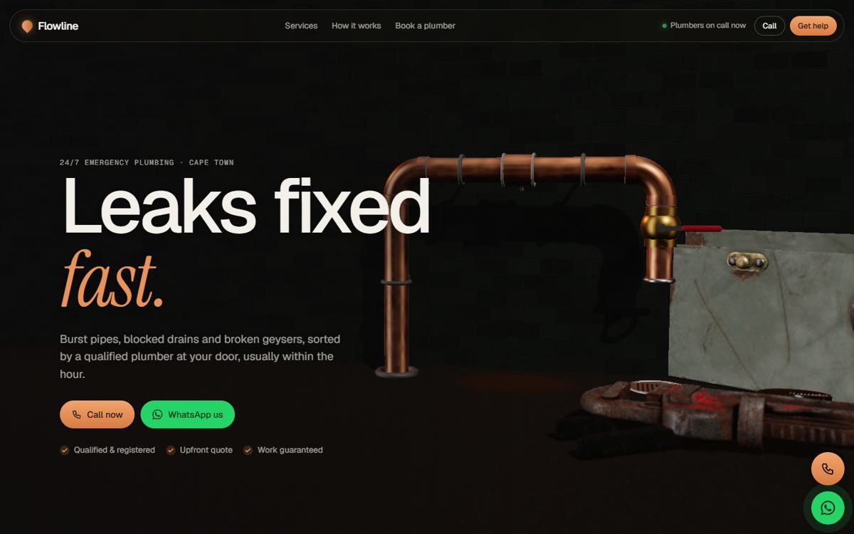 Flowline Plumbing 3D website demo